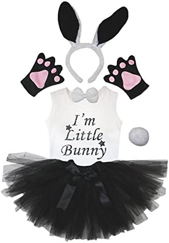 Petitebelle Headband Bowtie Tail Gloves Shirt Skirt 6pc Girl Costume 1-8y
