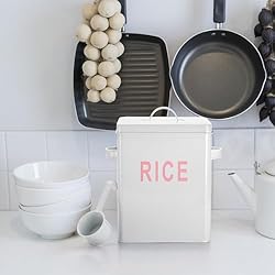 Youeon 10 Lbs Metal Rice Storage Container, Square