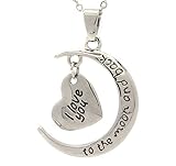 Expression Jewelry I Love You To The Moon and Back Two-Piece Moon & Heart Pendant Necklace | Free 18 Inch Necklace