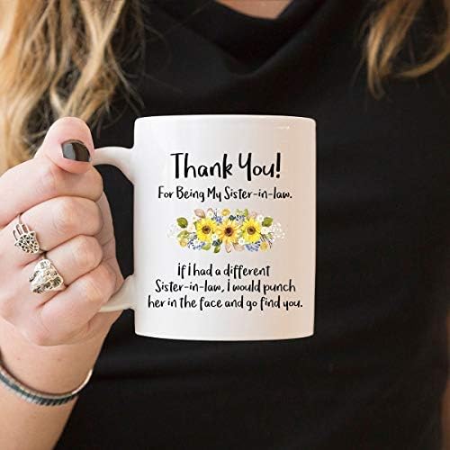 Coffee Mugs for Women, For Sister-in-Law Sunflower Mug- Thank You For Being My Sister-in-Law Mug, Family Mug, Sister-in-Law, Thank You Gift,