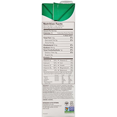 So Delicious Dairy Free Cashewmilk Beverage Unsweetened 32 oz (Pack of 6), Dairy Soy Coconut and Almond Alternative Unsweetened Milk Drink, Shelf-Stable Aseptic Packaging