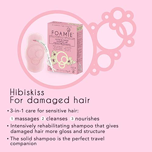 Foamie Shampoo Bar Hibiskiss, Shampoo Bar for Damaged Hair, Plastic