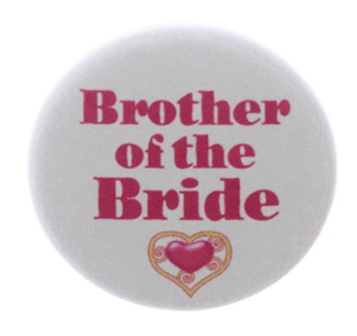 Brother of the Bride Pink Heart 2.25' Large Button Pin Wedding Bridal Party