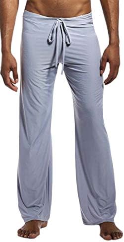 Etecredpow Mens Comfort Straight Ice Silk Loungewear Sleep Bottoms Pants