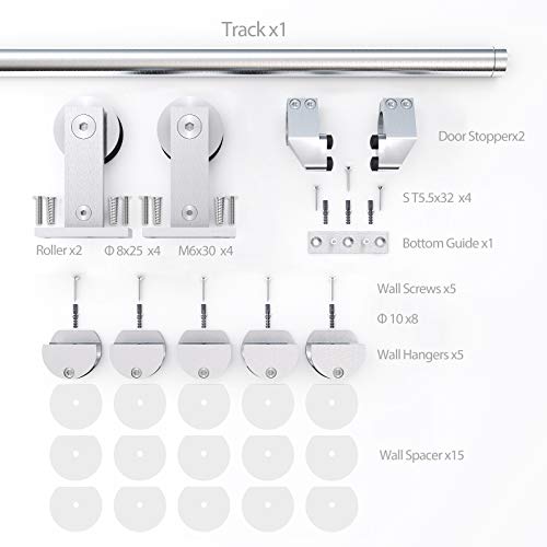 TCBunny 6.7ft Modern Stainless Steel Interior Sliding Barn Door Hardware Kit Track Set, Stainless Steel