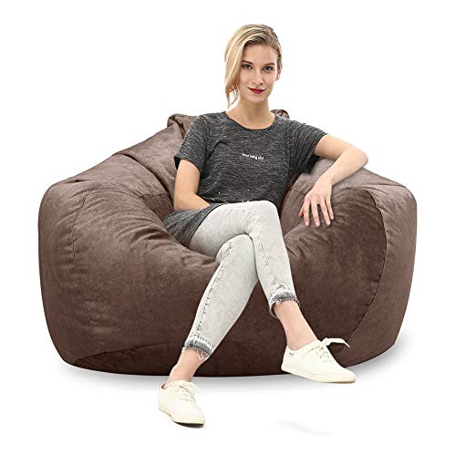 MFTEK Bean Bag Chair Cover Only, Large Washable Memory Foam Furniture Bean Bag Replacement Cover with Wash Bag, Without Bean Filling, 43.3''Ã—43.3''Ã—47.2'' (Chocolate)
