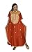 Treasues of Morocco Women Caftan Handmade Breathable Cotton Short Sleeve with Gold Hand Embroidery one Size Orange