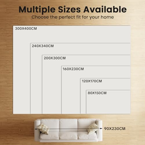 HOMFINE Beige Vintage Living Room Rug, 160 x 230 cm – Machine Washable Non-Slip Short Pile Soft Large for Living Room, Bedroom, Dining Room, Hallway