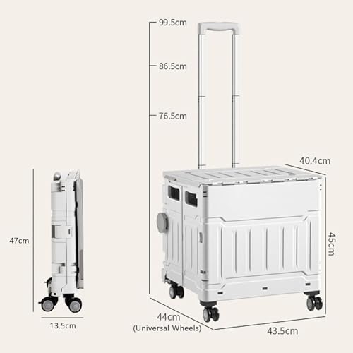 75L Folding Shopping Cart, Portable Cart with Two 360° Swivel Wheels, Adjustable Height Stroller with Cover, 170 Lbs Large Capacity Cart Suitable for Moving, Grocery Shopping, Luggage