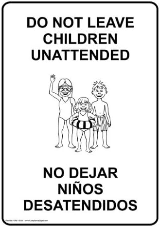 Aluminum Swimming Pool / Spa Sign, 10 x 7 with English + Spanish, White