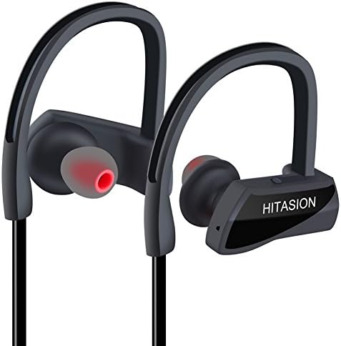 HITASION Bluetooth Headphones Best Wireless Sports Earphones W/Mic HD Crisp Sound Waterproof Earbuds for Men Gym Running Workout 8 Hours Battery Noise Cancelling Headsets (Black-U12)