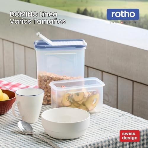 DOMINO - Juego de 24 botes de almacenamiento con tapa hermética, aptos para lavavajillas, transparente/azul