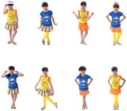 Smart 5 Pcs Combo! Skirts (2 Pcs) - Leggings (1 Pc) - T Shirt (2 Pcs): Casual Kids Wear for Girls - Size: 18-26 (Age: 2 to 7 Yrs) - Flaunt Style in 8 Different Ways! 8 in 1 Combo Pack!