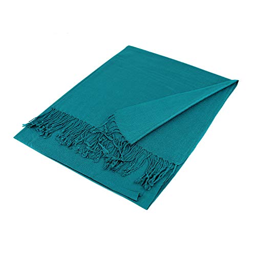 Paskmlna Large Solid Color Pashmina Shawl Wrap Scarf 80" X 27" (#48Teal Green)