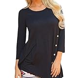 Minisoya Women Long Sleeve Casual Loose Button Blouse Irregular Tunic Long Tops Shirt