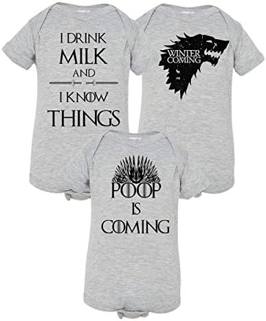 RB Clothing CoKids Cute 3 Pc Game of Thrones Bodysuit or GOT T-Shirt Gift Set USA Made
