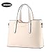 SILI JZOEOEU Women's PU Leather Shoulder Bags Top-Handle Handbag Tote Bag Simple Purse Fashion Cross Body Bag,Beigh White