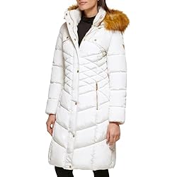 GUESS Women's Midweight Puffer Jacket, Faux Fur