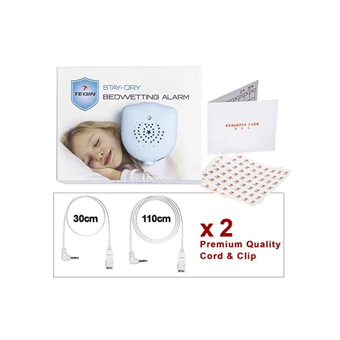TEQIN Bedwetting Enuresis Alarm for for Kids (Girls & Boys), Volume Control, Customized Sounds and Vibration (Sky Blue)