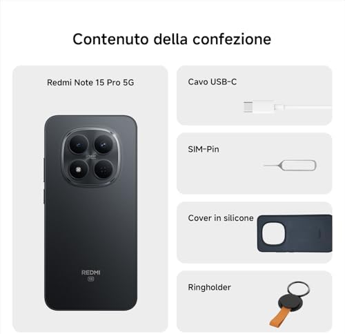 REDMI Note 15 Pro 5G, Smartphone 8+256GB, Nero, 6580 mAh