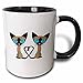 3dRose Siamese Cat Tail Heart Two Tone Mug, 11 oz, Black/White