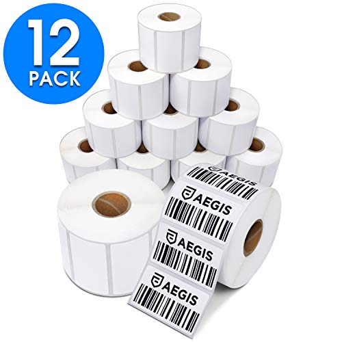 Aegis Adhesives - 2 ¼" X 1 ¼" Direct Thermal Labels for UPC Barcodes, Address, Perforated & Compatible with Rollo Label Printer & Zebra Desktop Printers (12 Rolls, 1000/Roll)