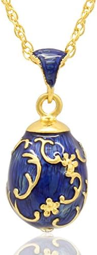 MYD Jewelry Hand Enamel Cute Daisy Flower Floral Faberge Style Easter Egg Pendant Necklace