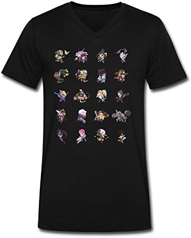 QINQING Overwatch Hero Design Men Black XX-Large V-neck T-Shirt