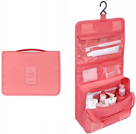 Toiletry Bag Multifunction Hanging Waterproof Travelling Organizer Bag Durable Hanging Hook(ROSE)