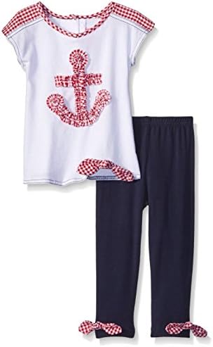 Baby Goodlad Little Girls' Anchor Applique Legging Set, Red, 24 Months