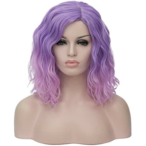 purple short wig