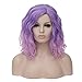 Mildiso Purple Wigs for Women: Short Curly Wavy Bob Lavender Purple Synthetic Wig with Caps for Daily & Party Use - M004PP