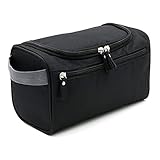 Travel Toiletry Bag - Canvas Dopp Kit With Durable Hanging Hook For Men & Women - Personal Organizer For Gym and Bathroom Toiletries Shaving Kit Shampoo Body Wash By Arena Club
