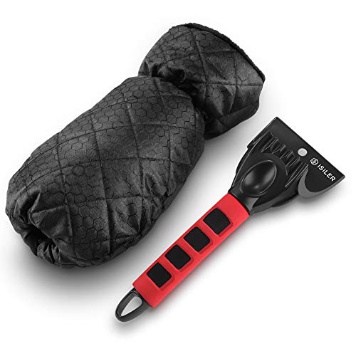 ISILER Ice Scraper Mitt, Car Windshield Snow Scraper Mitten with Durable Handle, Waterproof Snow Remover Glove with Warm Thick Soft Fleece - Thumbnail 6
