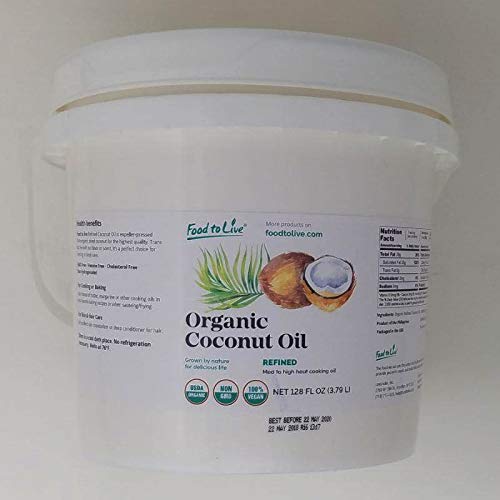 Organic Refined Coconut Oil, 128 fl oz — Non-GMO, Kosher, Vegan, Bulk, Great for Hair, Skin and Cooking