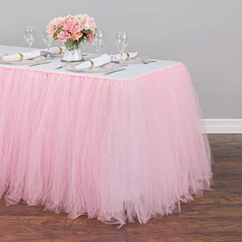Untumble Table Tutu Skirt ROLL Light Pink for Girl Birthday Party , Light Pink Tutu Skirt for Baby Shower (Pack of 2) (Light Pink)