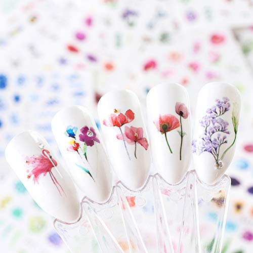 Joyibay Nagelsticker, 24 Blatt Nail Art Stickers Blumen Nagelsticker Wassertransfer Nagel Aufkleber Nägel Aufkleber Elegant Set für Party, Weihnachten, Neujahrsdekoration etc