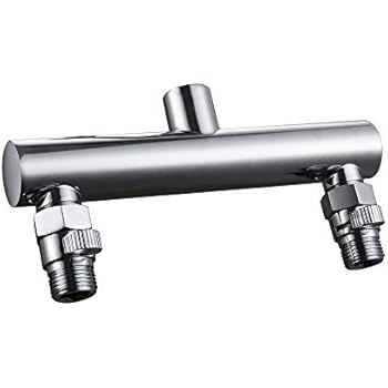 KES ALL BRASS Shower Head Double Outlet Manifold with Shut Off Valves for Dual Sprayer Showering System, Chrome, PJ15+K1140B