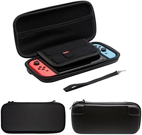 Hard Carry Case for Nintendo Switch 2017, Scratch Resistant, Double Zippers and Large Capacity Carrying Case with 8 Game Storage Slots, Black