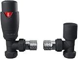 Home Standard Anthracite Angled Thermostatic Radiator Valve Set TRV Kit view 2