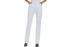 iChosy Women's Stretchy Straight Leg Dress Work Pants Business Office Casual Slacks with Pockets
