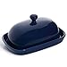 Sweese 306.103 Porcelain Cute Butter Dish with Lid, Perfect for East / West Butter, Navy