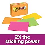 Post-it Super Sticky Notes, 2x Sticking Power, 6 in x 4 in, Rio de Janeiro Collection, 8 Pads/Pack (6445-SSP)