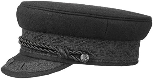 Hammaburg Prince Henry Cap in Black, Traditional Captain’s Cap Made of Cloth in Sizes S - XXL, Classical Peaked Cap with Cord, Fastened to This Mariner’s Cap by Buttons with an Anchor Motif