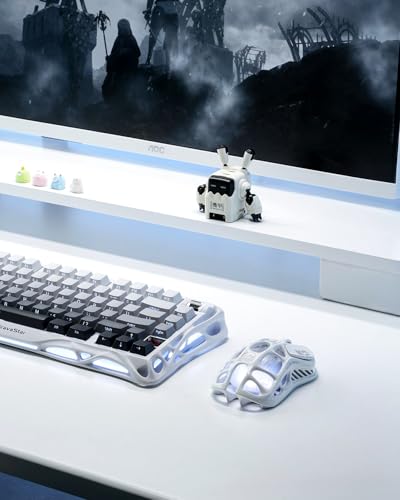 GravaStar Mercury M2 Wireless Gaming Mouse with 26,000 DPI, PAW3395DM Sensor -79g Lightweight Hollowed-Out Design -5 Programmable Buttons -5 Dynamic Lightsync RGB (White)