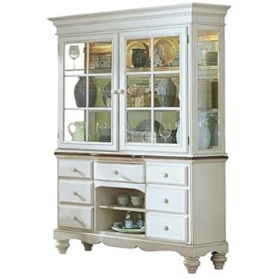 BOWERY HILL China Cabinet in Old White for Dining Room Storage