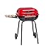 Americana Swinger Charcoal Grill with Two Side Tables, Red