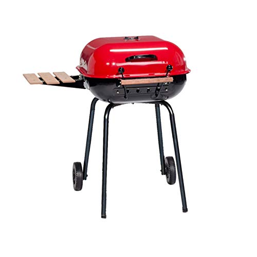 Americana Swinger Charcoal Grill with Two Side Tables, Red - Thumbnail 3