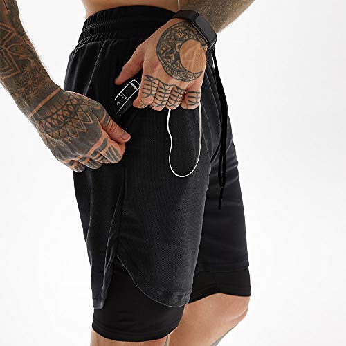 JWJ Men's 2 in 1 Workout Running Shorts 7 Inch Lightweight Athletic Gym