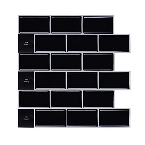 Tic Tac TIles 10-Sheets Peel and Stick Tiles in Subway Designs (Subway Black)